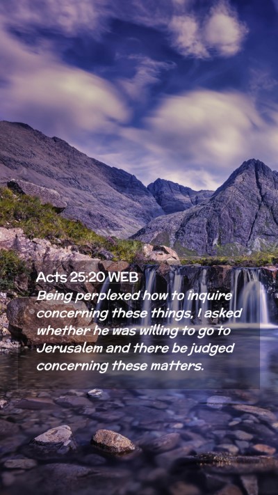 Picture 02 - Acts 25:20 WEB Mobile Phone Wallpaper - Being perplexed how to inquire concerning these - Mobile Bible Verse Wallpaper
