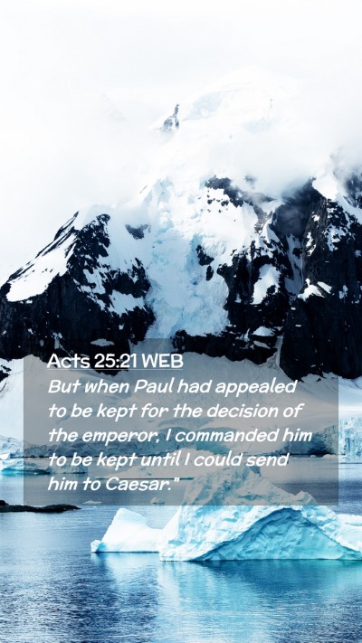Picture 02 - Acts 25:21 WEB Mobile Phone Wallpaper - But when Paul had appealed to be kept for the - Mobile Bible Verse Wallpaper