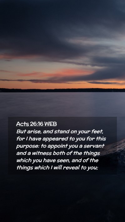 Picture 02 - Acts 26:16 WEB Mobile Phone Wallpaper - But arise, and stand on your feet, for I have - Mobile Bible Verse Wallpaper