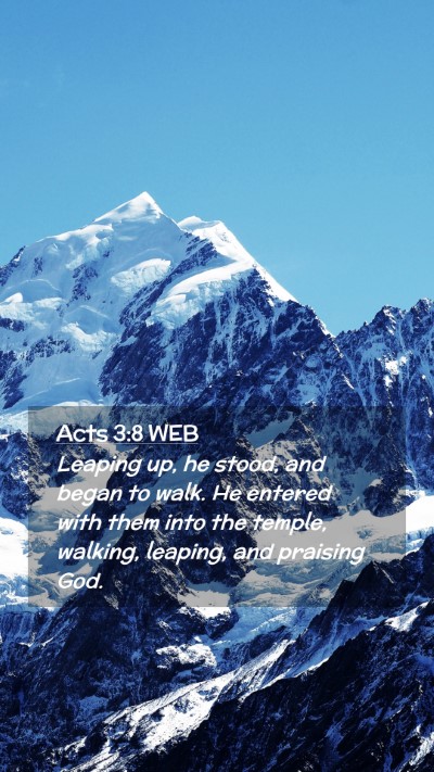 Picture 02 - Acts 3:8 WEB Mobile Phone Wallpaper - Leaping up, he stood, and began to walk. He - Mobile Bible Verse Wallpaper