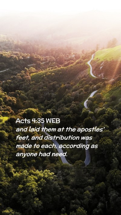 Picture 02 - Acts 4:35 WEB Mobile Phone Wallpaper - and laid them at the apostles' feet, and - Mobile Bible Verse Wallpaper