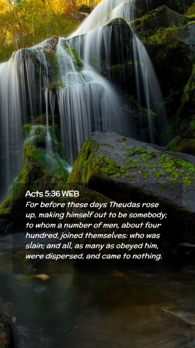 Picture 02 - Acts 5:36 WEB Mobile Phone Wallpaper - For before these days Theudas rose up, making - Mobile Bible Verse Wallpaper