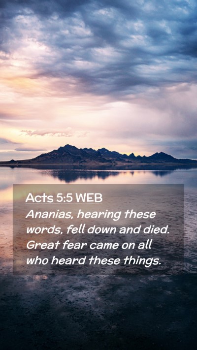 Picture 02 - Acts 5:5 WEB Mobile Phone Wallpaper - Ananias, hearing these words, fell down and died. - Mobile Bible Verse Wallpaper