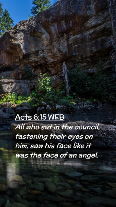 Picture 02 - Acts 6:15 WEB Mobile Phone Wallpaper - All who sat in the council, fastening their eyes - Mobile Bible Verse Wallpaper