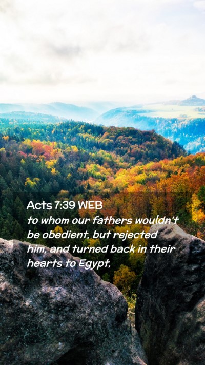 Picture 02 - Acts 7:39 WEB Mobile Phone Wallpaper - to whom our fathers wouldn't be obedient, but - Mobile Bible Verse Wallpaper