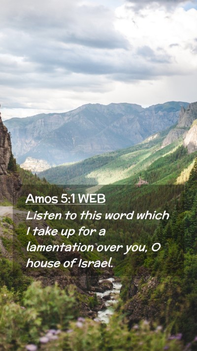Picture 02 - Amos 5:1 WEB Mobile Phone Wallpaper - Listen to this word which I take up for a - Mobile Bible Verse Wallpaper