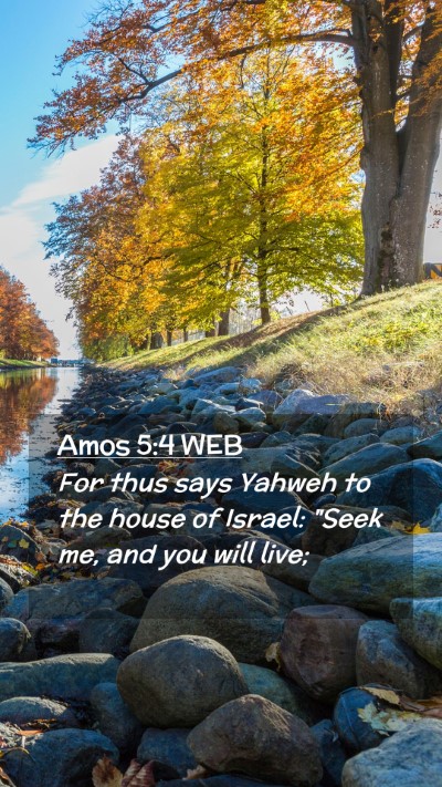 Picture 02 - Amos 5:4 WEB Mobile Phone Wallpaper - For thus says Yahweh to the house of Israel: - Mobile Bible Verse Wallpaper