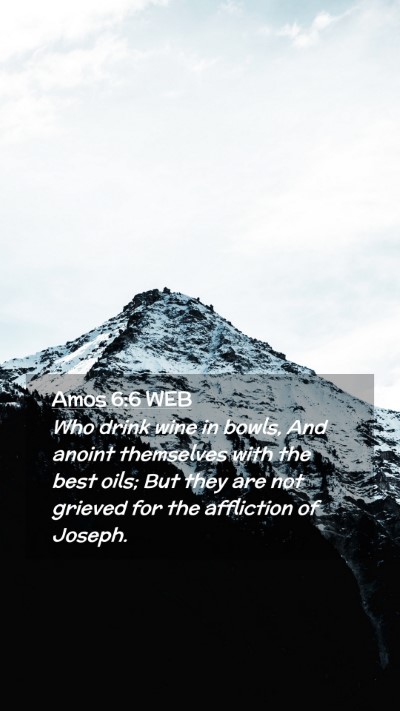 Picture 02 - Amos 6:6 WEB Mobile Phone Wallpaper - Who drink wine in bowls, And anoint themselves - Mobile Bible Verse Wallpaper