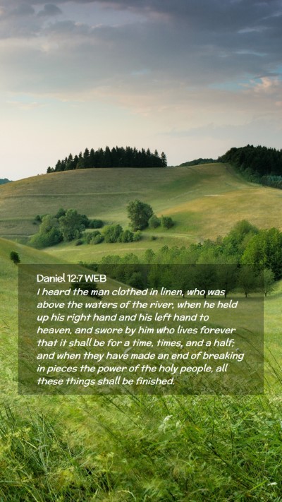 Picture 02 - Daniel 12:7 WEB Mobile Phone Wallpaper - I heard the man clothed in linen, who was above - Mobile Bible Verse Wallpaper
