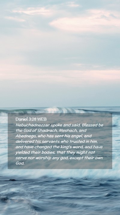 Picture 02 - Daniel 3:28 WEB Mobile Phone Wallpaper - Nebuchadnezzar spoke and said, Blessed be the God - Mobile Bible Verse Wallpaper