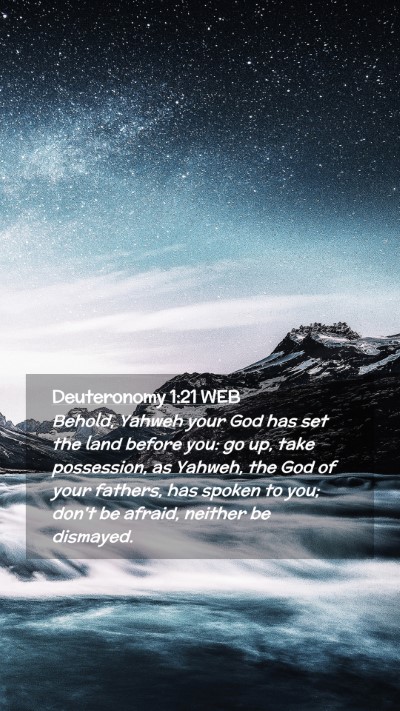 Picture 02 - Deuteronomy 1:21 WEB Mobile Phone Wallpaper - Behold, Yahweh your God has set the land before - Mobile Bible Verse Wallpaper
