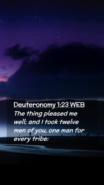 Picture 02 - Deuteronomy 1:23 WEB Mobile Phone Wallpaper - The thing pleased me well; and I took twelve men - Mobile Bible Verse Wallpaper
