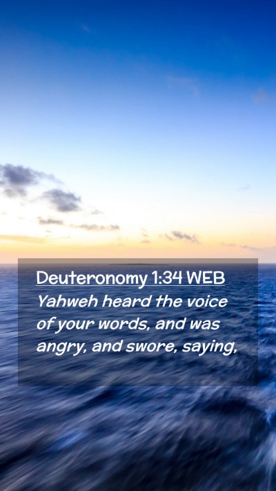 Picture 02 - Deuteronomy 1:34 WEB Mobile Phone Wallpaper - Yahweh heard the voice of your words, and was - Mobile Bible Verse Wallpaper