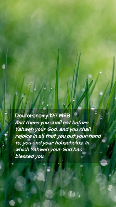 Picture 02 - Deuteronomy 12:7 WEB Mobile Phone Wallpaper - and there you shall eat before Yahweh your God, - Mobile Bible Verse Wallpaper