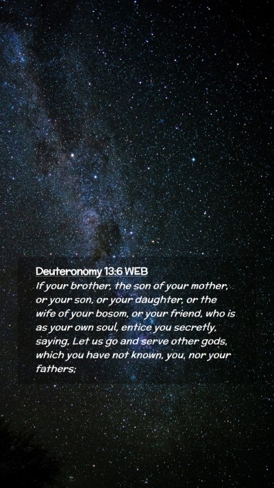 Picture 02 - Deuteronomy 13:6 WEB Mobile Phone Wallpaper - If your brother, the son of your mother, or your - Mobile Bible Verse Wallpaper