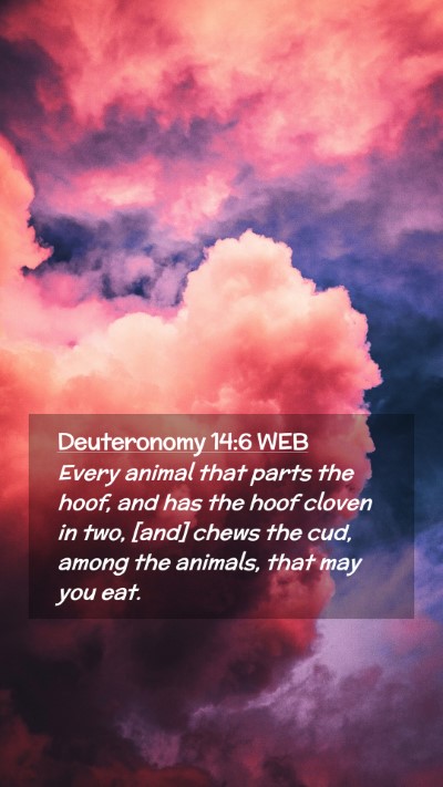 Picture 02 - Deuteronomy 14:6 WEB Mobile Phone Wallpaper - Every animal that parts the hoof, and has the - Mobile Bible Verse Wallpaper