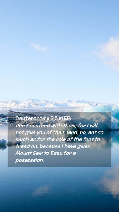 Picture 02 - Deuteronomy 2:5 WEB Mobile Phone Wallpaper - don't contend with them; for I will not give you - Mobile Bible Verse Wallpaper