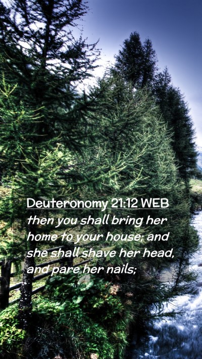 Picture 02 - Deuteronomy 21:12 WEB Mobile Phone Wallpaper - then you shall bring her home to your house; and - Mobile Bible Verse Wallpaper
