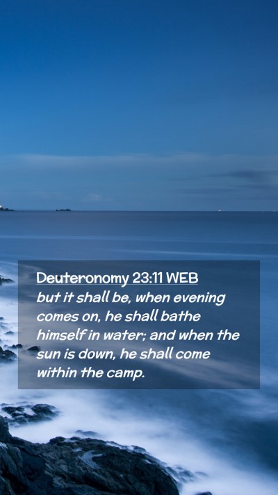 Picture 02 - Deuteronomy 23:11 WEB Mobile Phone Wallpaper - but it shall be, when evening comes on, he shall - Mobile Bible Verse Wallpaper