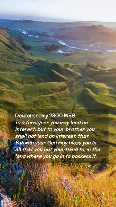 Picture 02 - Deuteronomy 23:20 WEB Mobile Phone Wallpaper - to a foreigner you may lend on interest; but to - Mobile Bible Verse Wallpaper