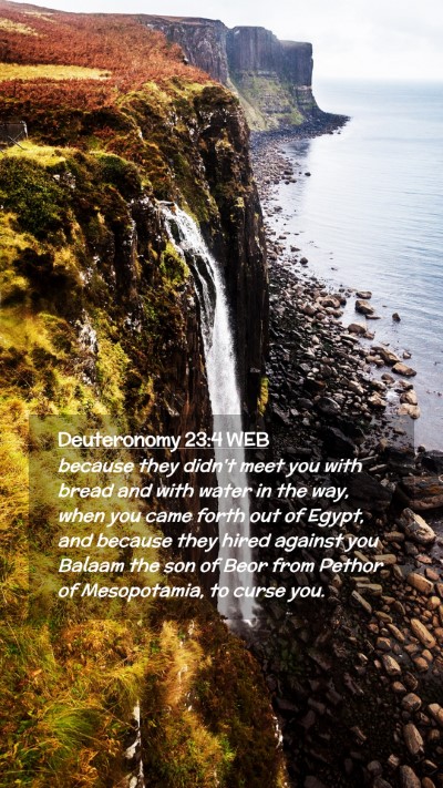 Picture 02 - Deuteronomy 23:4 WEB Mobile Phone Wallpaper - because they didn't meet you with bread and with - Mobile Bible Verse Wallpaper