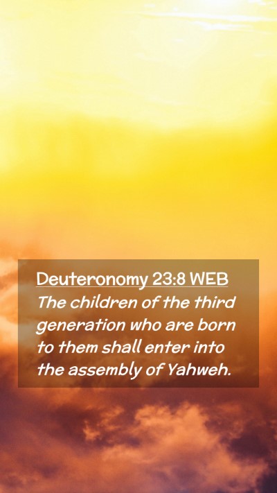 Picture 02 - Deuteronomy 23:8 WEB Mobile Phone Wallpaper - The children of the third generation who are born - Mobile Bible Verse Wallpaper