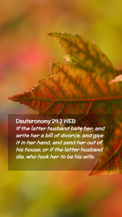 Picture 02 - Deuteronomy 24:3 WEB Mobile Phone Wallpaper - If the latter husband hate her, and write her a - Mobile Bible Verse Wallpaper