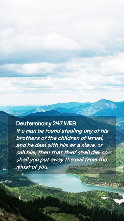 Picture 02 - Deuteronomy 24:7 WEB Mobile Phone Wallpaper - If a man be found stealing any of his brothers of - Mobile Bible Verse Wallpaper