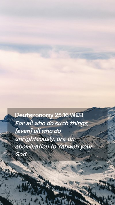 Picture 02 - Deuteronomy 25:16 WEB Mobile Phone Wallpaper - For all who do such things, [even] all who do - Mobile Bible Verse Wallpaper