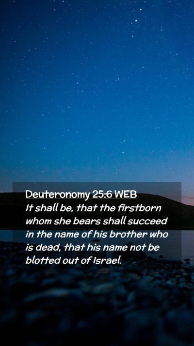 Picture 02 - Deuteronomy 25:6 WEB Mobile Phone Wallpaper - It shall be, that the firstborn whom she bears - Mobile Bible Verse Wallpaper