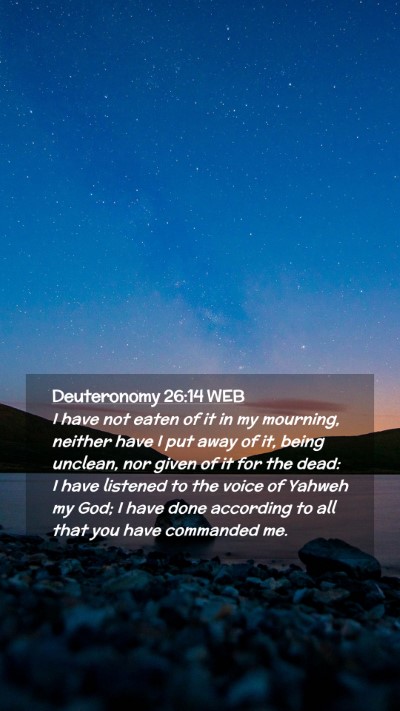 Picture 02 - Deuteronomy 26:14 WEB Mobile Phone Wallpaper - I have not eaten of it in my mourning, neither - Mobile Bible Verse Wallpaper