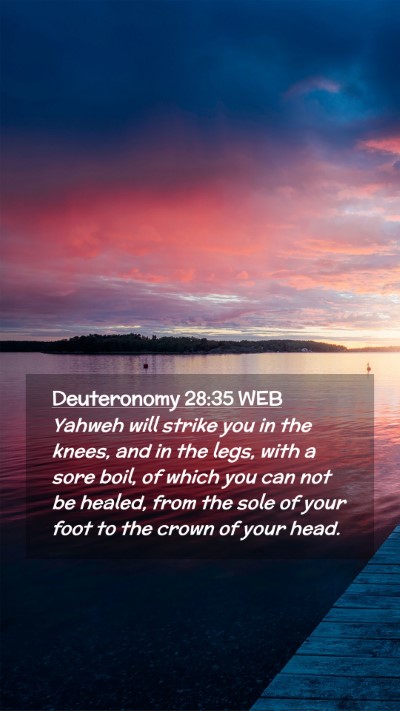 Picture 02 - Deuteronomy 28:35 WEB Mobile Phone Wallpaper - Yahweh will strike you in the knees, and in the - Mobile Bible Verse Wallpaper