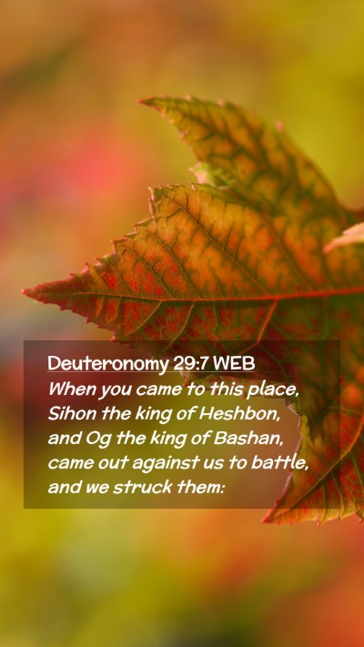 Picture 02 - Deuteronomy 29:7 WEB Mobile Phone Wallpaper - When you came to this place, Sihon the king of - Mobile Bible Verse Wallpaper