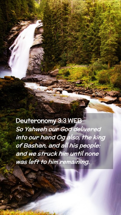 Picture 02 - Deuteronomy 3:3 WEB Mobile Phone Wallpaper - So Yahweh our God delivered into our hand Og - Mobile Bible Verse Wallpaper