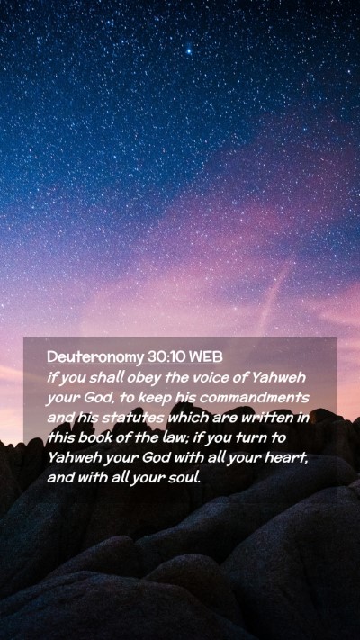 Picture 02 - Deuteronomy 30:10 WEB Mobile Phone Wallpaper - if you shall obey the voice of Yahweh your God, - Mobile Bible Verse Wallpaper