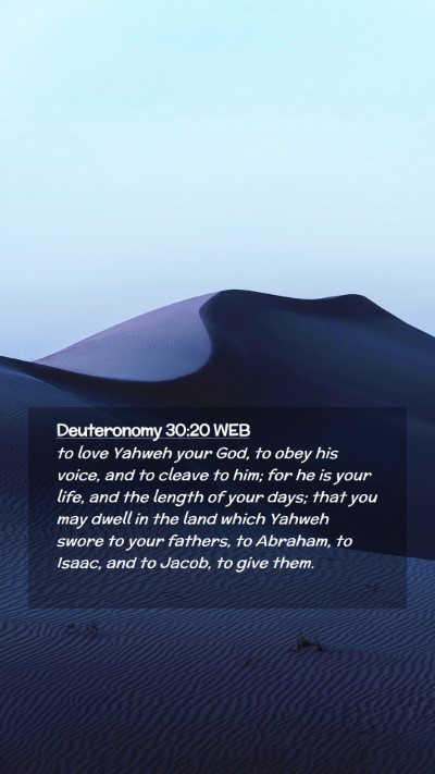 Picture 02 - Deuteronomy 30:20 WEB Mobile Phone Wallpaper - to love Yahweh your God, to obey his voice, and - Mobile Bible Verse Wallpaper