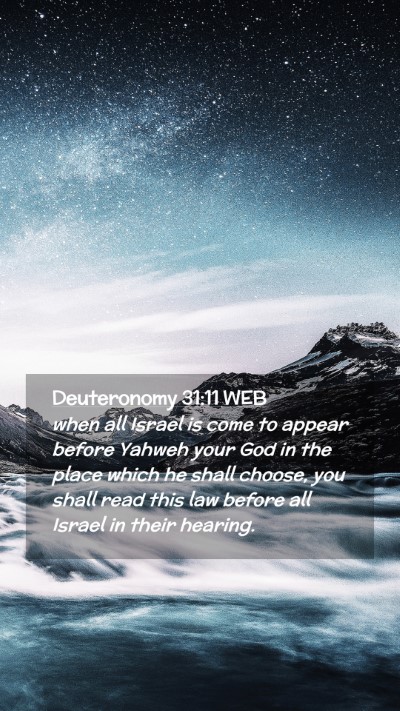 Picture 02 - Deuteronomy 31:11 WEB Mobile Phone Wallpaper - when all Israel is come to appear before Yahweh - Mobile Bible Verse Wallpaper