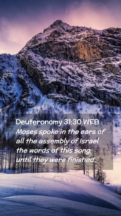 Picture 02 - Deuteronomy 31:30 WEB Mobile Phone Wallpaper - Moses spoke in the ears of all the assembly of - Mobile Bible Verse Wallpaper
