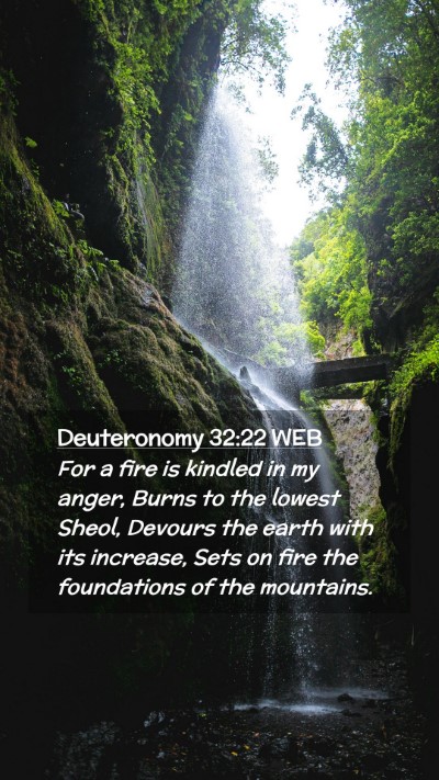 Picture 02 - Deuteronomy 32:22 WEB Mobile Phone Wallpaper - For a fire is kindled in my anger, Burns to the - Mobile Bible Verse Wallpaper