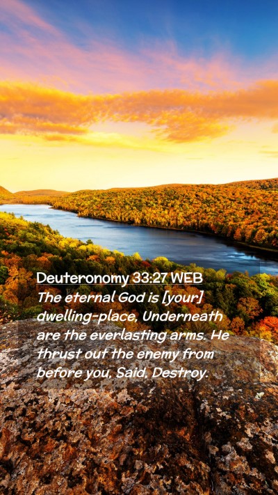Picture 02 - Deuteronomy 33:27 WEB Mobile Phone Wallpaper - The eternal God is [your] dwelling-place, - Mobile Bible Verse Wallpaper