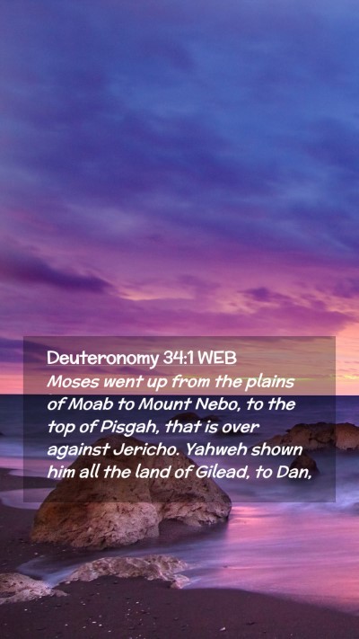 Picture 02 - Deuteronomy 34:1 WEB Mobile Phone Wallpaper - Moses went up from the plains of Moab to Mount - Mobile Bible Verse Wallpaper