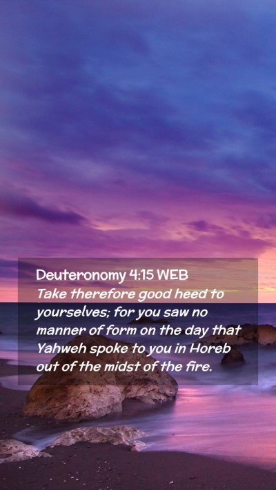 Picture 02 - Deuteronomy 4:15 WEB Mobile Phone Wallpaper - Take therefore good heed to yourselves; for you - Mobile Bible Verse Wallpaper