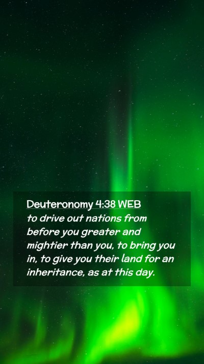 Picture 02 - Deuteronomy 4:38 WEB Mobile Phone Wallpaper - to drive out nations from before you greater and - Mobile Bible Verse Wallpaper