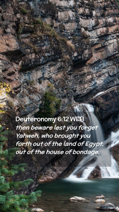 Picture 02 - Deuteronomy 6:12 WEB Mobile Phone Wallpaper - then beware lest you forget Yahweh, who brought - Mobile Bible Verse Wallpaper