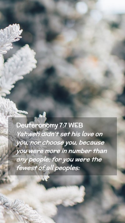 Picture 02 - Deuteronomy 7:7 WEB Mobile Phone Wallpaper - Yahweh didn't set his love on you, nor choose - Mobile Bible Verse Wallpaper