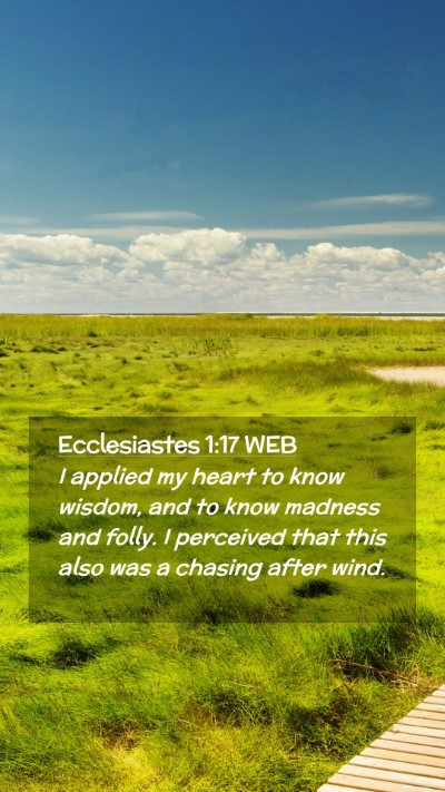 Picture 02 - Ecclesiastes 1:17 WEB Mobile Phone Wallpaper - I applied my heart to know wisdom, and to know - Mobile Bible Verse Wallpaper