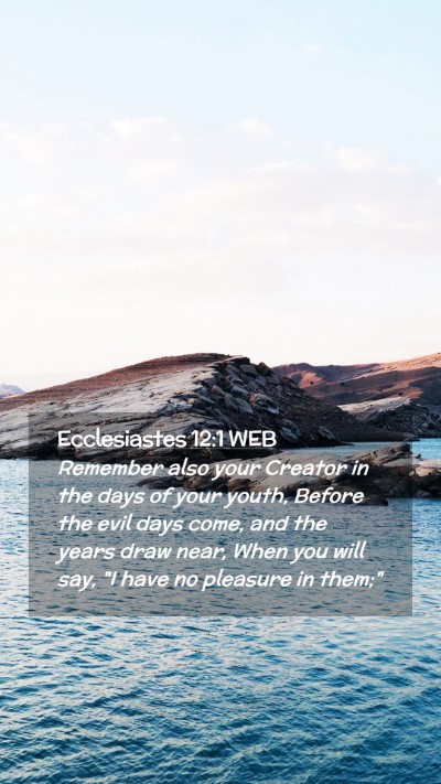 Picture 02 - Ecclesiastes 12:1 WEB Mobile Phone Wallpaper - Remember also your Creator in the days of your - Mobile Bible Verse Wallpaper