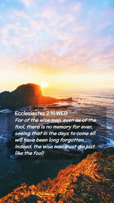 Picture 02 - Ecclesiastes 2:16 WEB Mobile Phone Wallpaper - For of the wise man, even as of the fool, there - Mobile Bible Verse Wallpaper