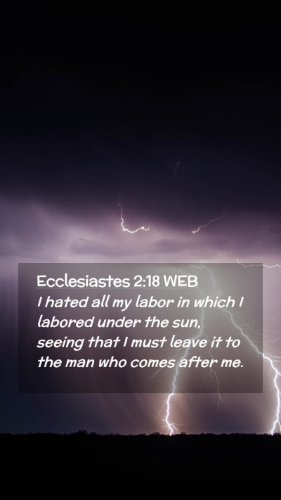 Picture 02 - Ecclesiastes 2:18 WEB Mobile Phone Wallpaper - I hated all my labor in which I labored under the - Mobile Bible Verse Wallpaper
