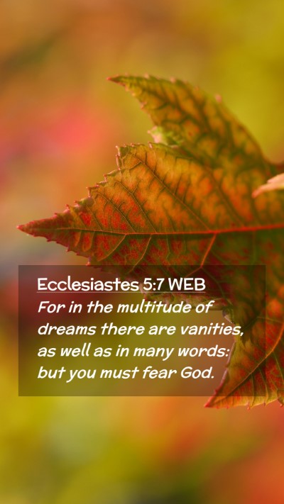 Picture 02 - Ecclesiastes 5:7 WEB Mobile Phone Wallpaper - For in the multitude of dreams there are - Mobile Bible Verse Wallpaper